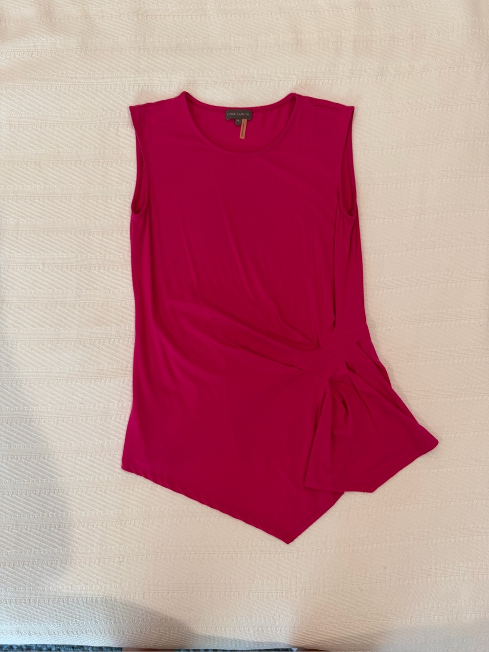 Vince Camuto Magenta Pink Asymmetric Drape Knot Sleeveless Top - Picture 5 of 6